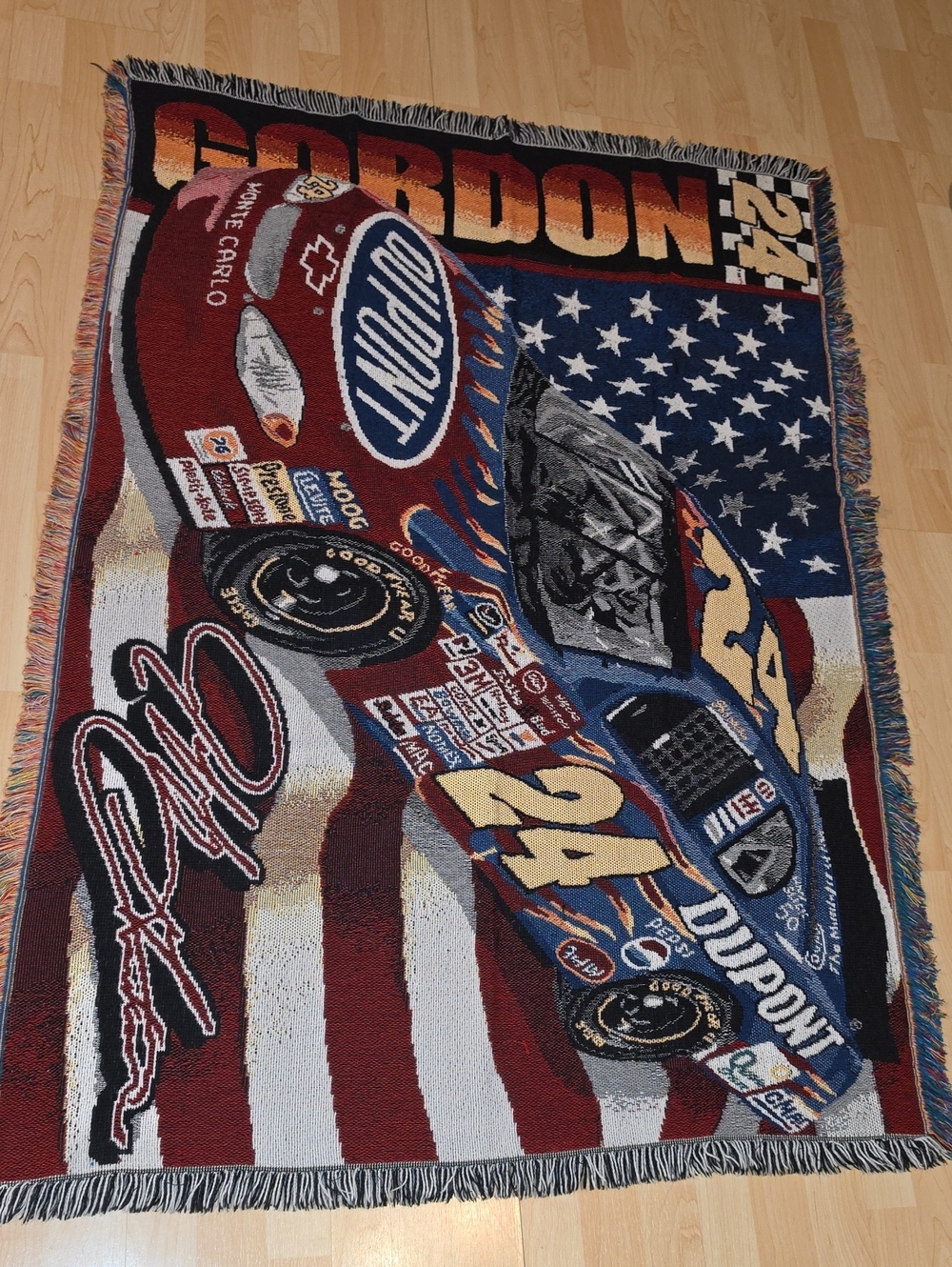 Vintage Jeff Gordon #24 Dupont NASCAR Throw Blanket Tapestry